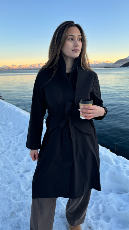 SUVA HARDSHELL TRENCH COAT BLACK