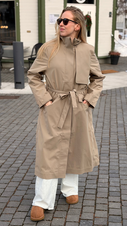 SUVA HARDSHELL TRENCH COAT BEIGE