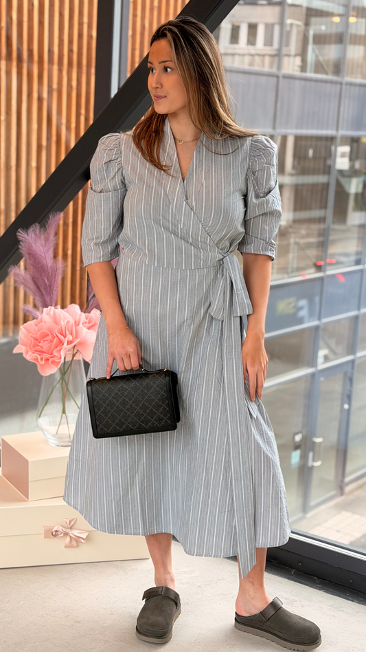 SCARLETT SHORT STRIPE DRESS GREY