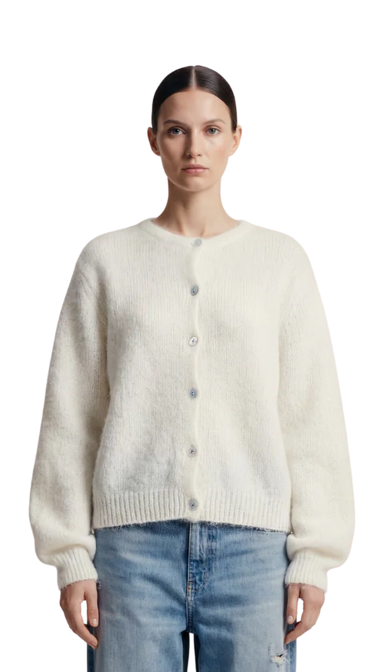 SUSAN ALPACA CARDIGAN WHITE