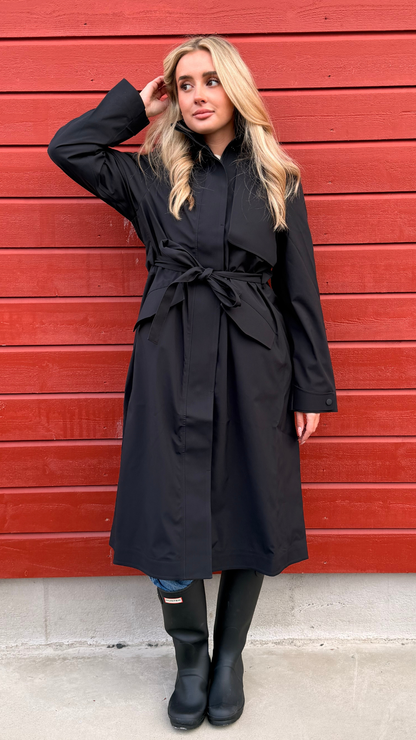 SUVA HARDSHELL TRENCH COAT BLACK