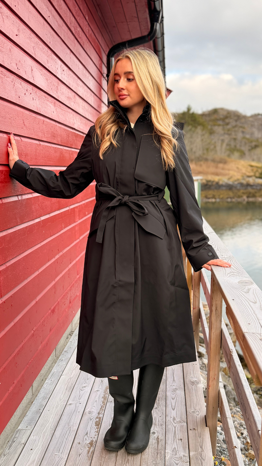 SUVA HARDSHELL TRENCH COAT BLACK