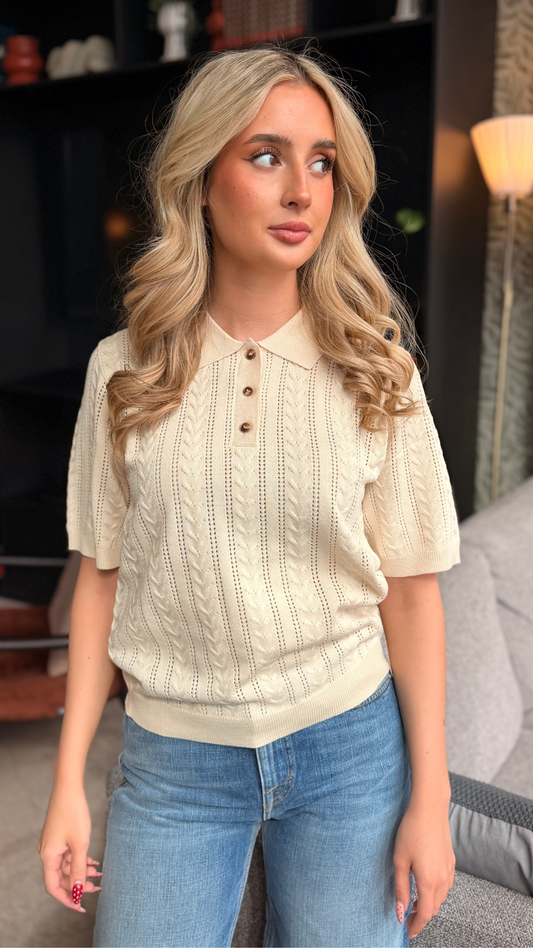 MECCA KNIT POLO IVORY