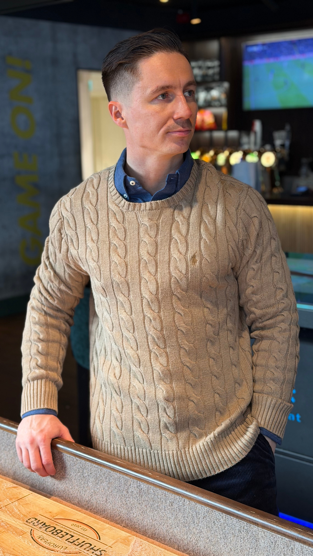 CABLE COTTON SWEATER BUFF CAMEL