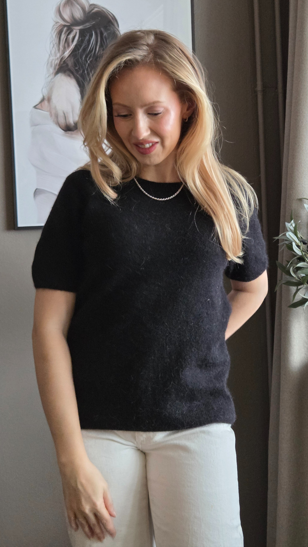 MONROE 24 KNITTED T-SHIRT  BLACK