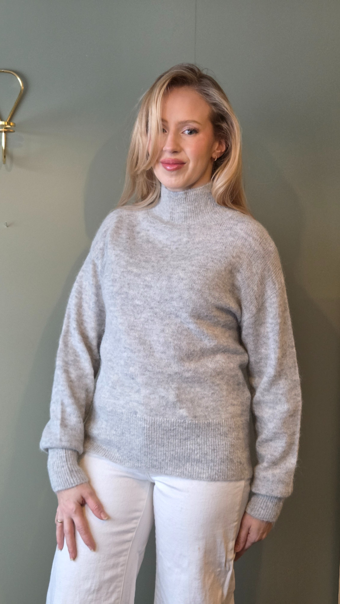 STELLA MOCK NECK GREY MELANGE