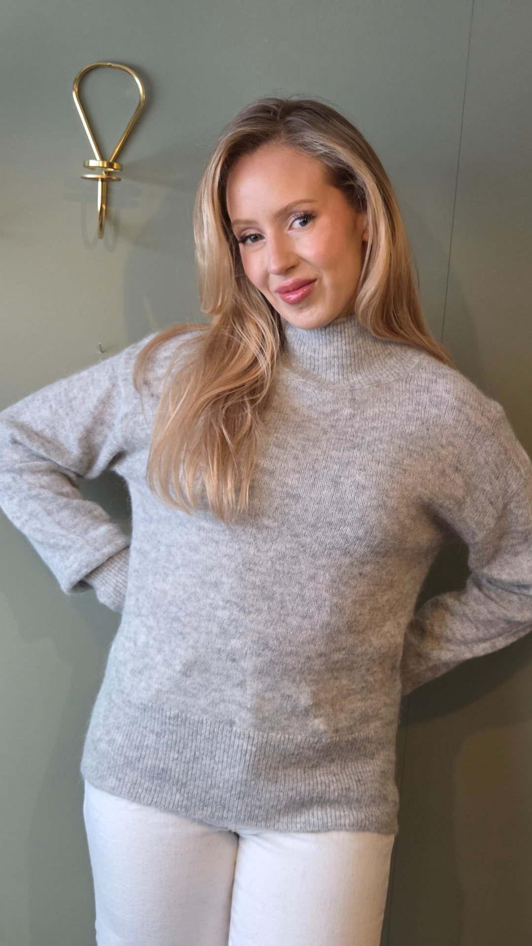 STELLA MOCK NECK GREY MELANGE