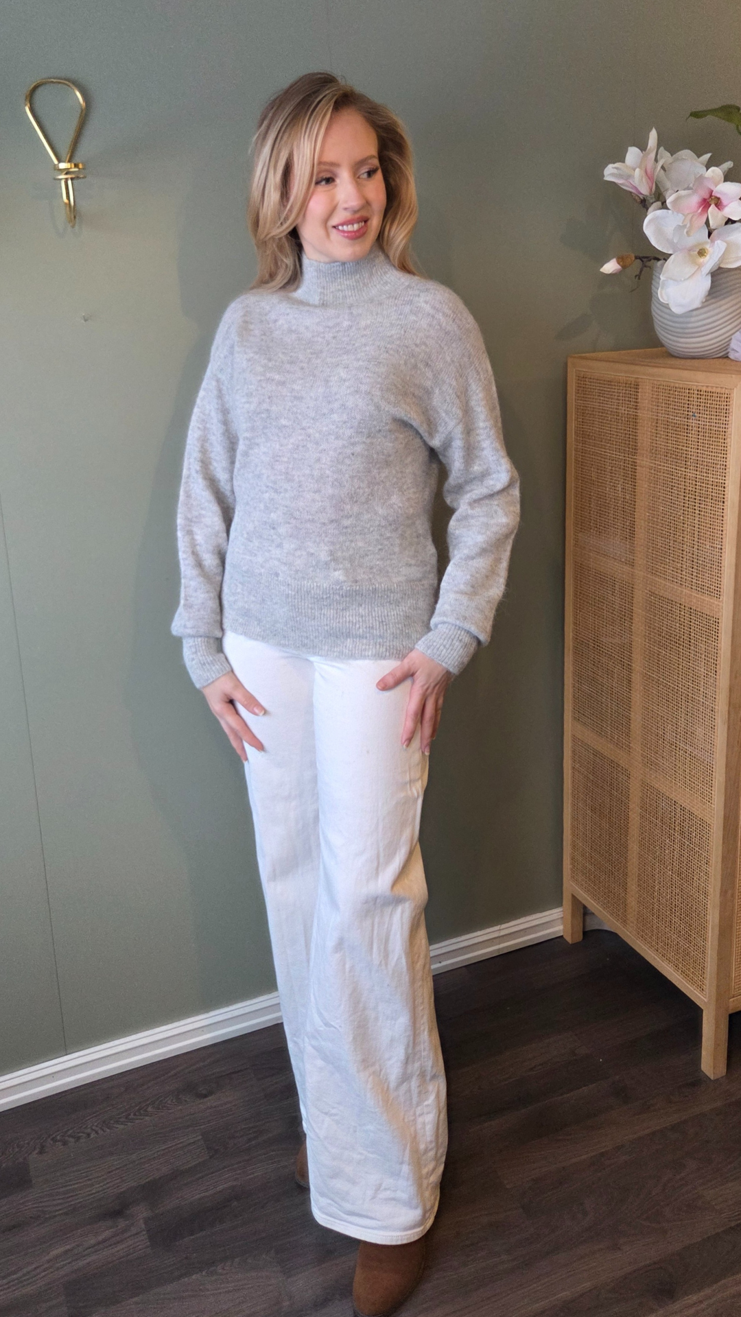 STELLA MOCK NECK GREY MELANGE