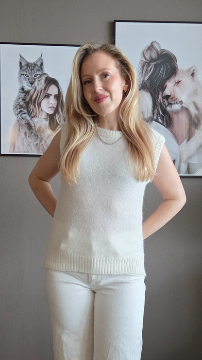 CATHY KNIT VEST OFF WHITE