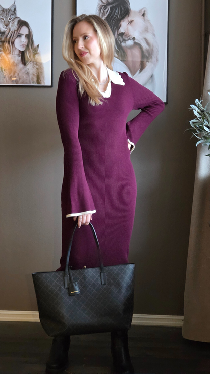 LIVVY KNIT DRESS WINE SUGAR