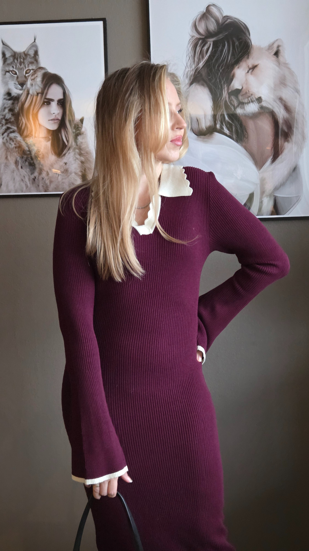 LIVVY KNIT DRESS WINE SUGAR