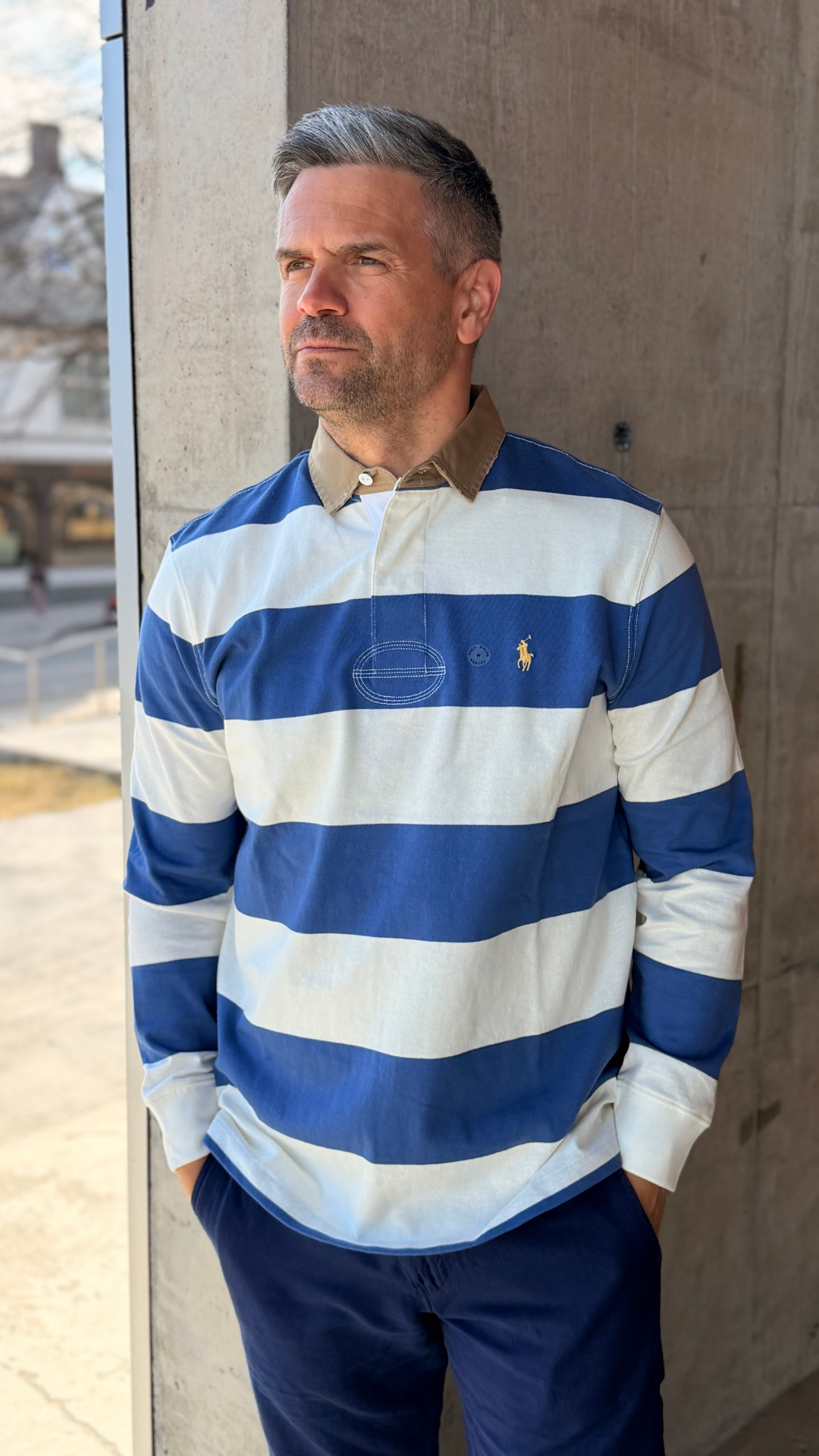 CLASSIC FIT KHAKI-COLLAR RUGBY SHIRT