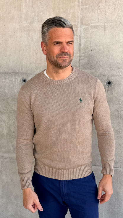 RIBBED CREWNECK SWEATER BRONZED MELANGE
