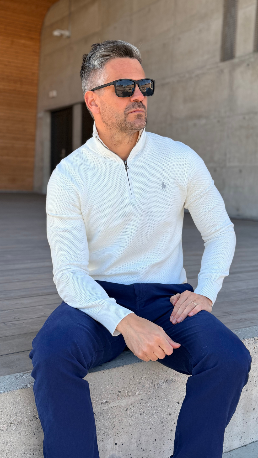 Mesh-Knit Cotton Quarter-Zip Jumper Deckwash White
