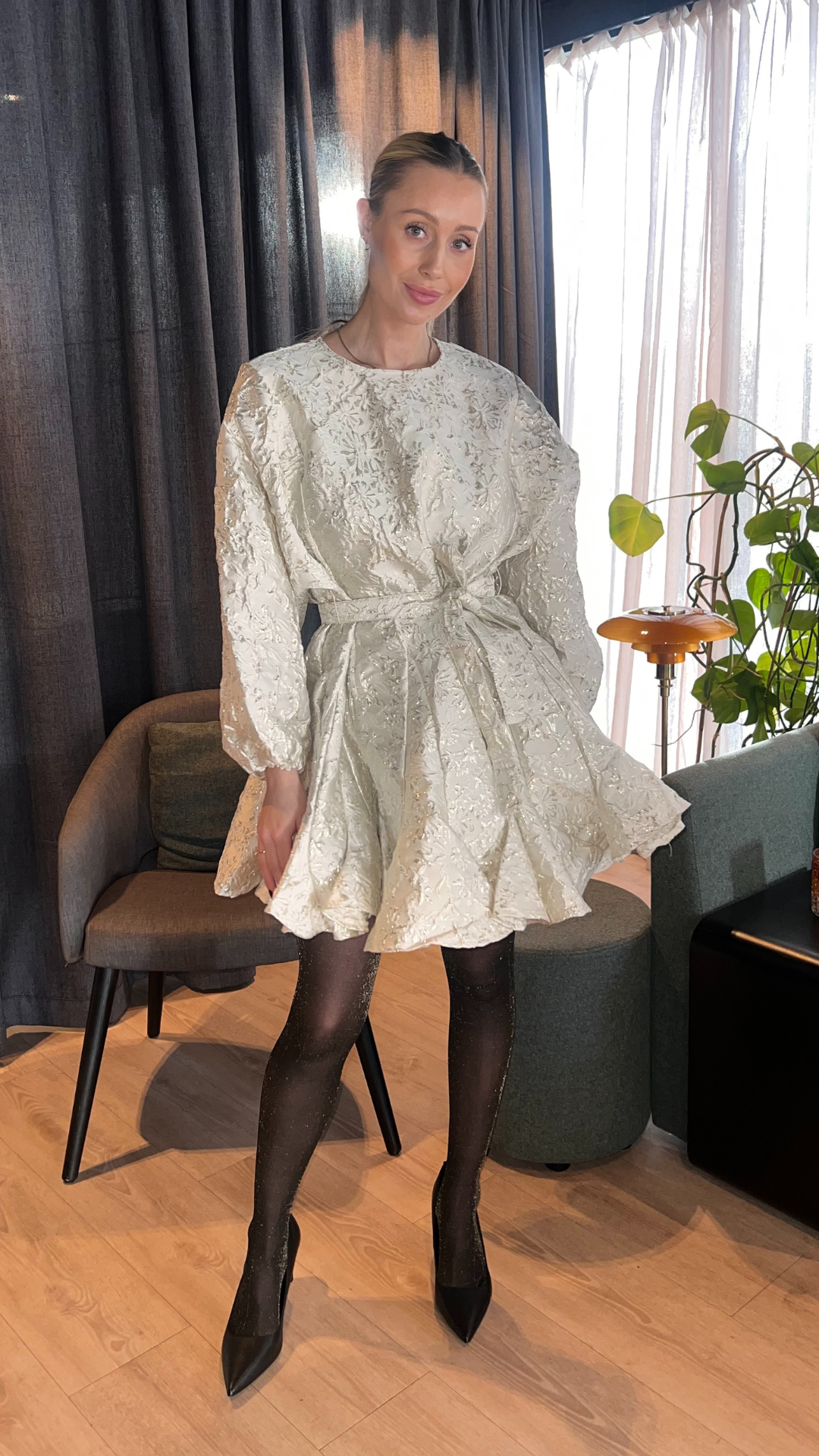 POPPY METALLIC DRESS WHITE