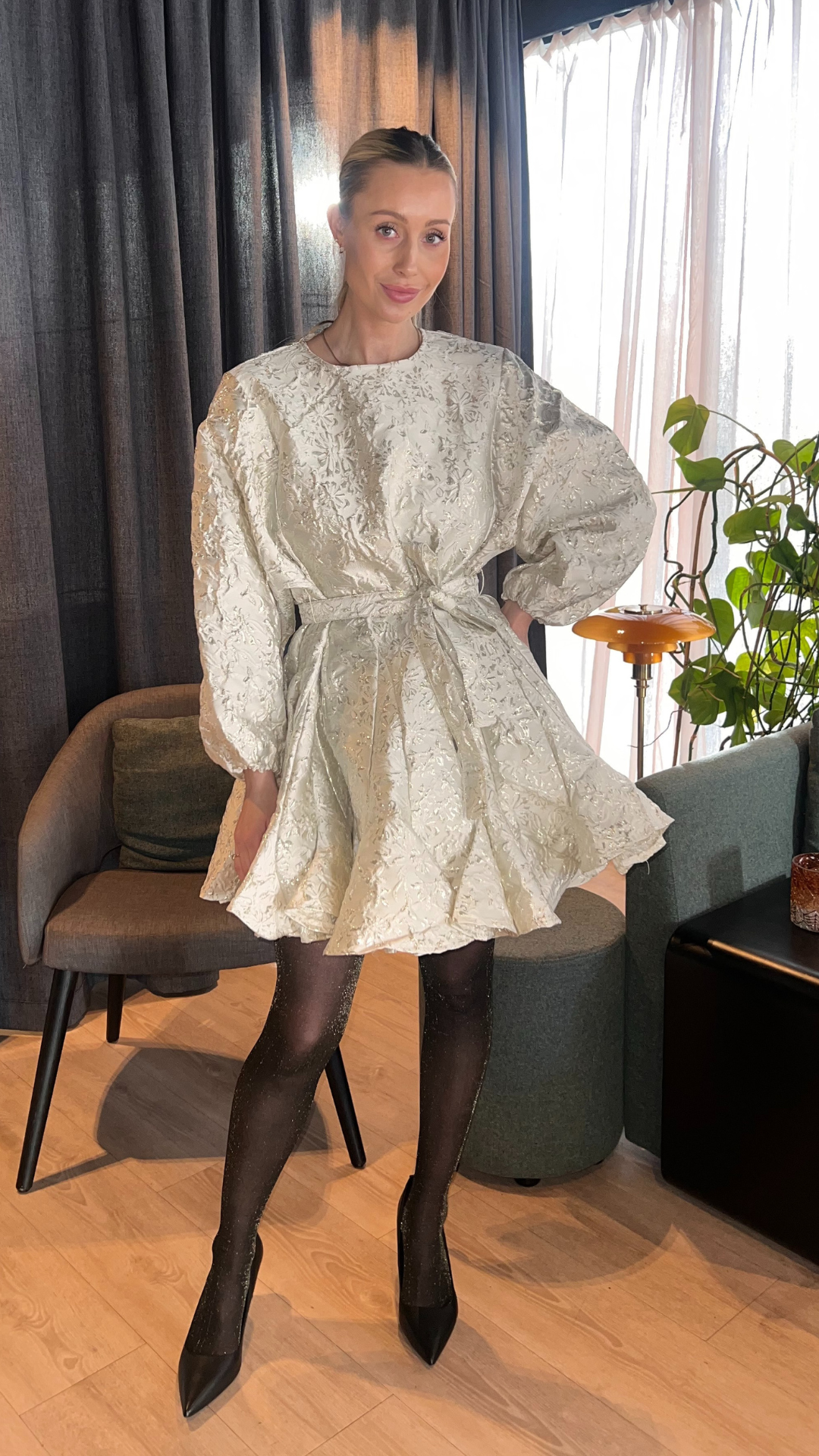 POPPY METALLIC DRESS WHITE