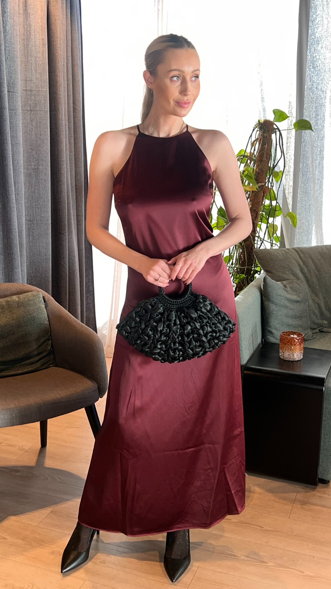 LACIE DRESS DUSTY MAHOGANY