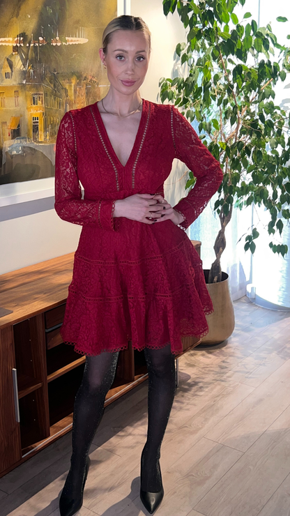 ELLIE MINI DRESS RED LACE