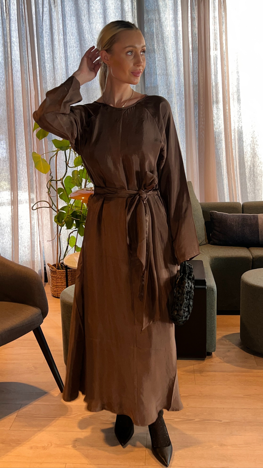BRIDGET LONG DRESS BROWN