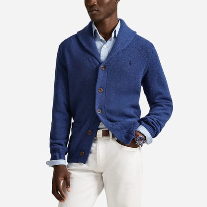 WOOL-CASHMERE SHAWL-COLLAR CARDIGAN