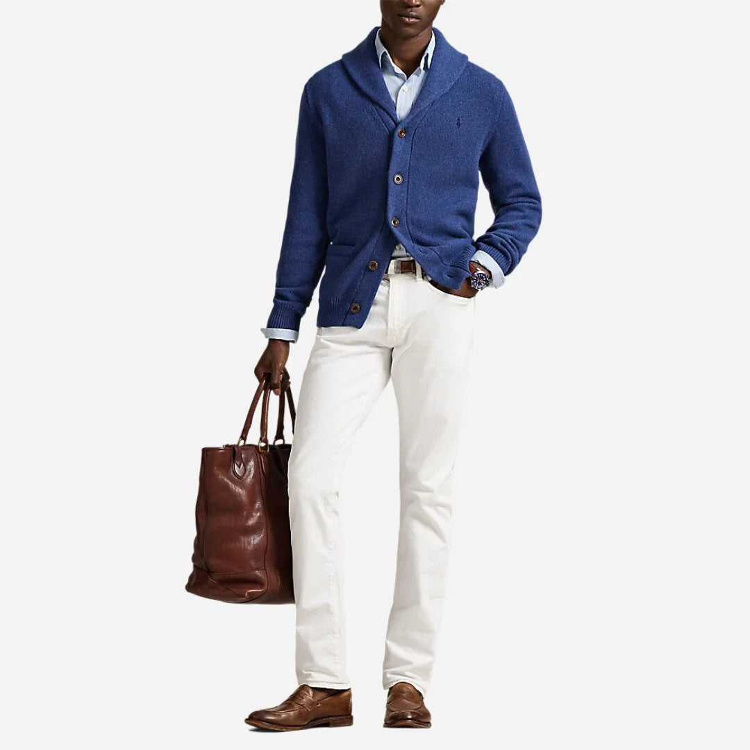 WOOL-CASHMERE SHAWL-COLLAR CARDIGAN
