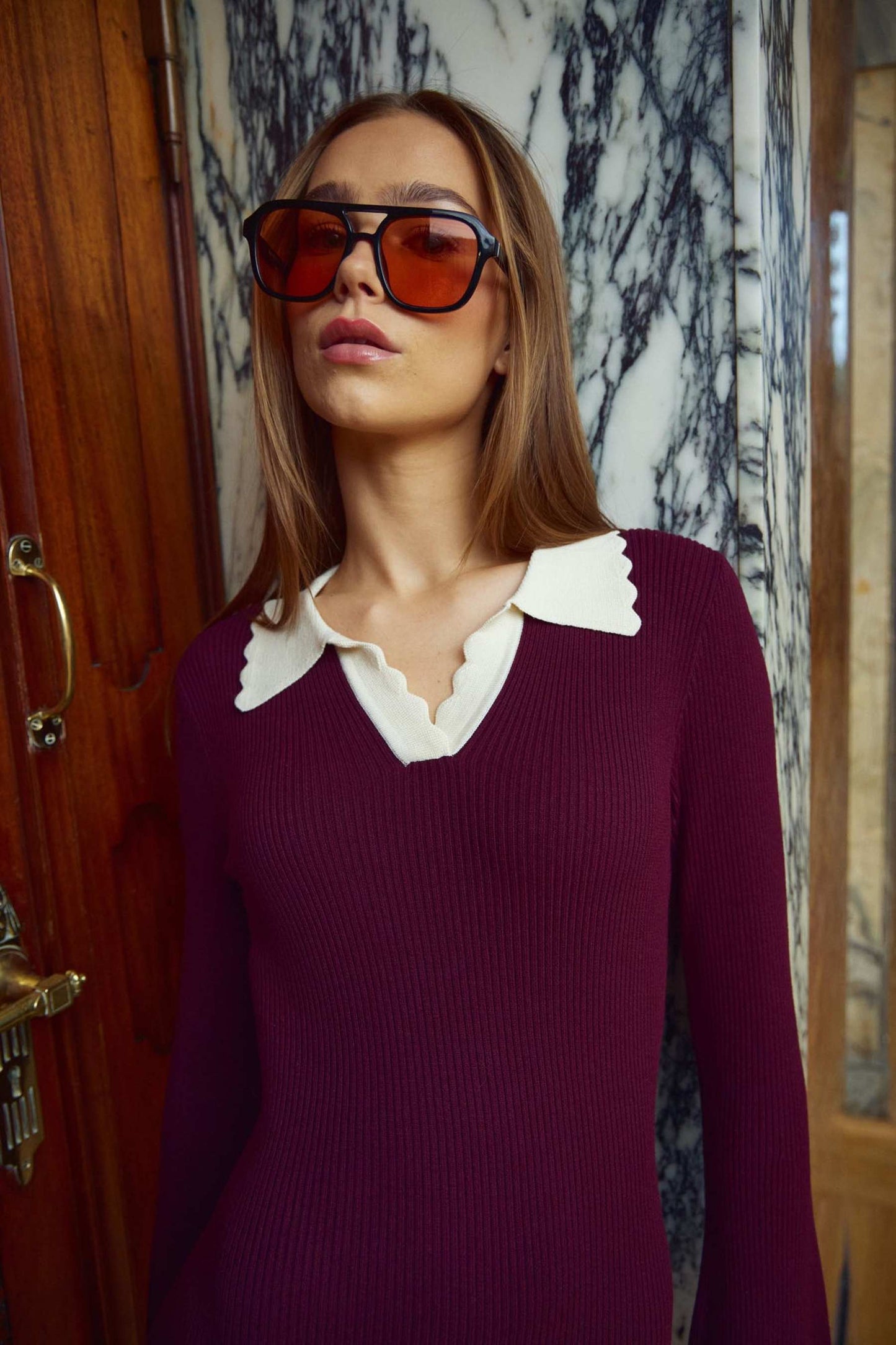 LIVVY KNIT DRESS WINE SUGAR