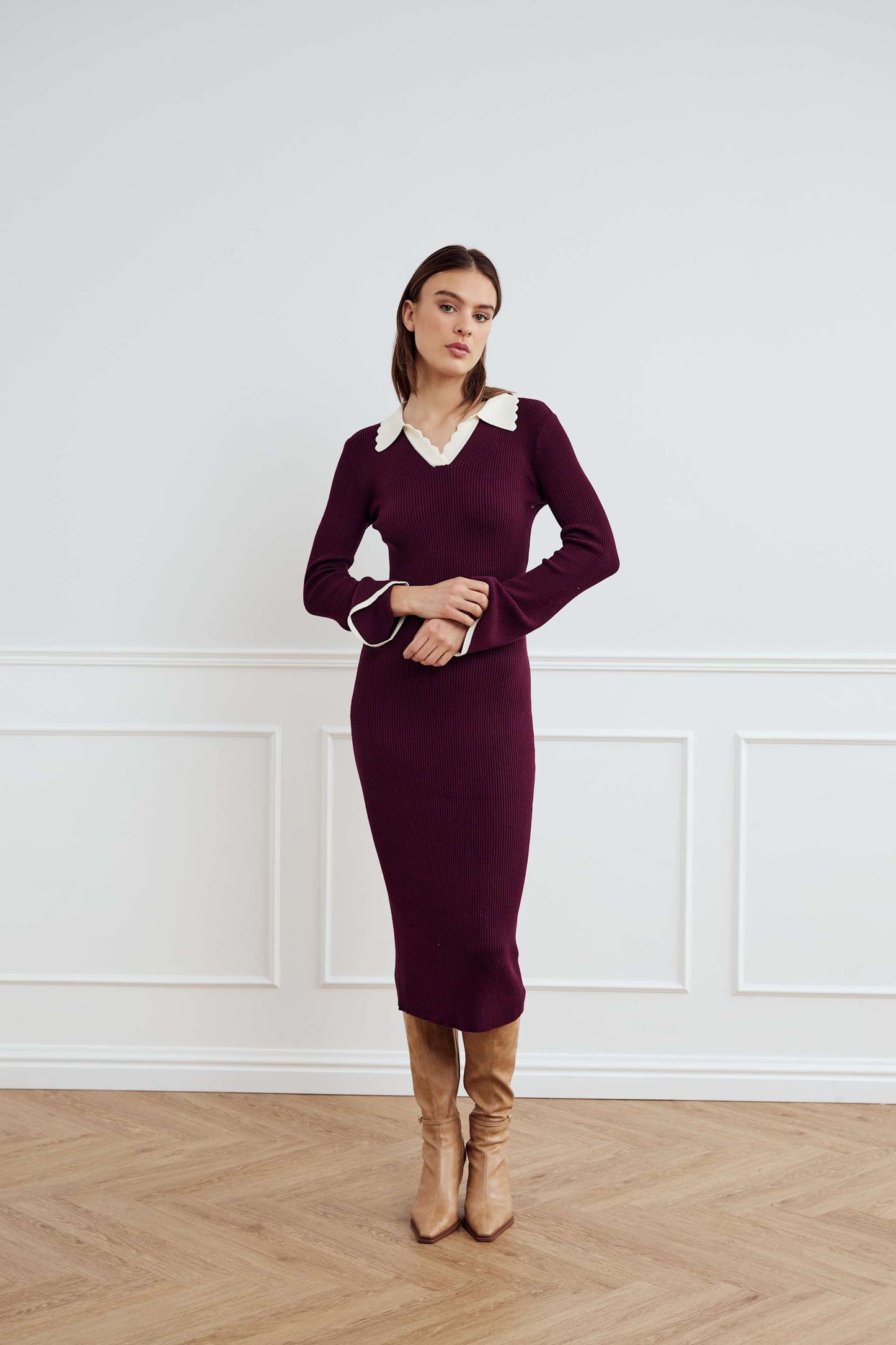 LIVVY KNIT DRESS WINE SUGAR