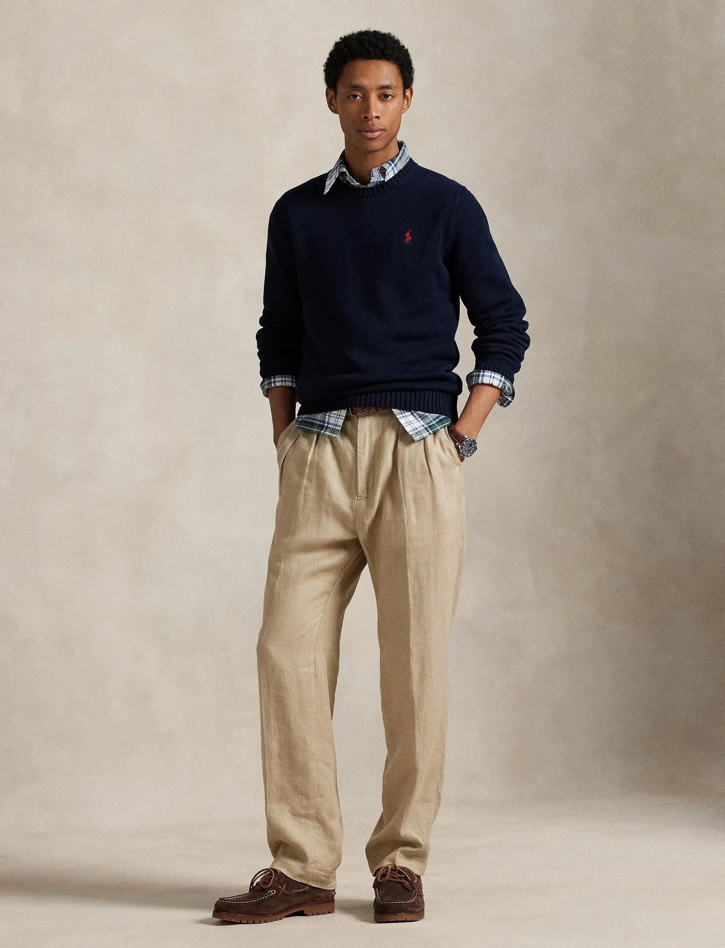 COTTON CREWNECK SWEATER HUNTER NAVY