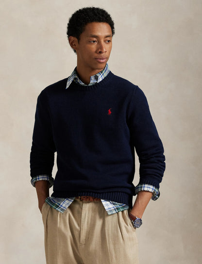 COTTON CREWNECK SWEATER HUNTER NAVY