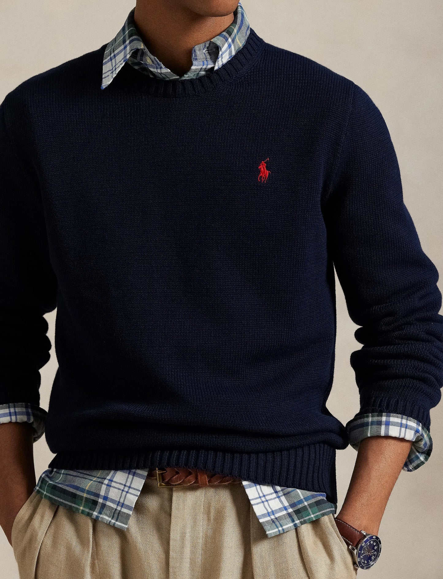 COTTON CREWNECK SWEATER HUNTER NAVY