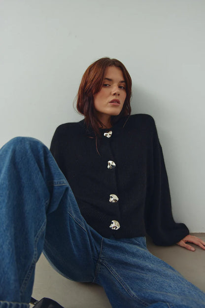 MILEY KNIT CARDIGAN BLACK