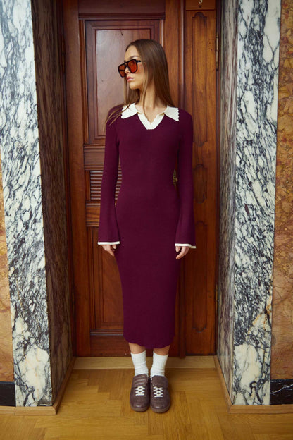 LIVVY KNIT DRESS WINE SUGAR