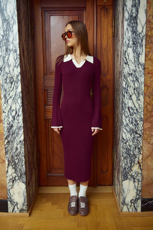 LIVVY KNIT DRESS WINE SUGAR