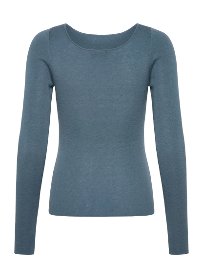KATHRIN FINE KNIT PULLOVER STONE BLUE