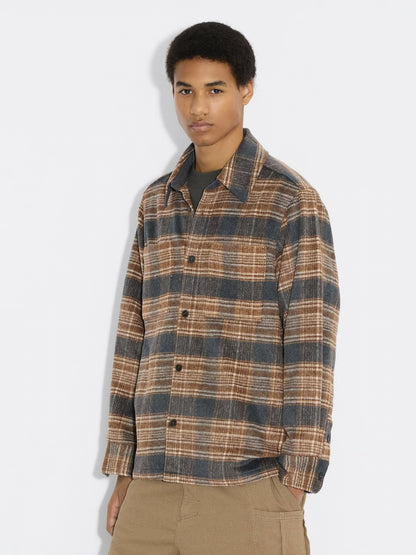 RELAXED FLANNEL OVERSHIRT BROWN MIX