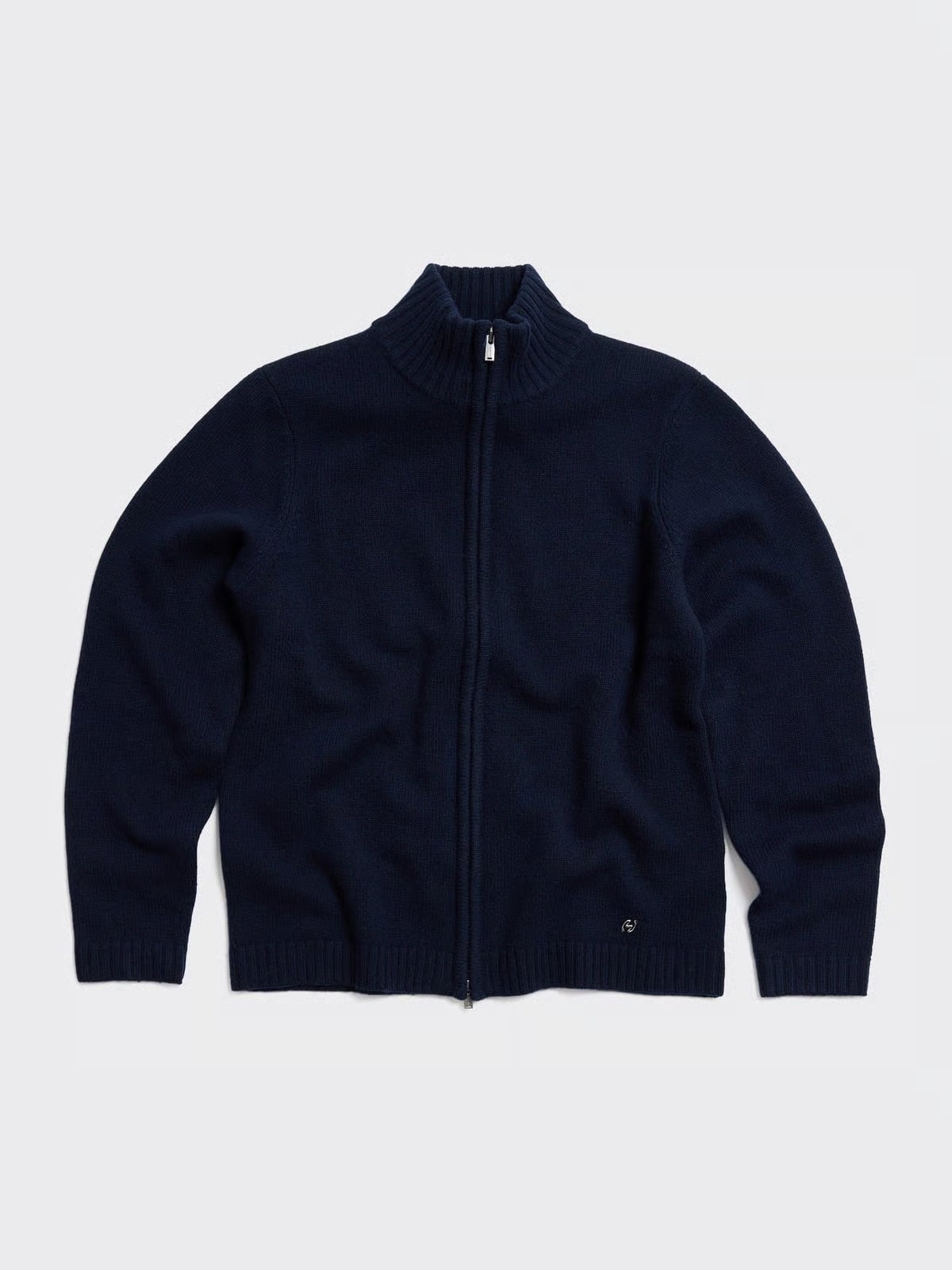 ZIP-UP WOOL CARDIGAN - BLÅ