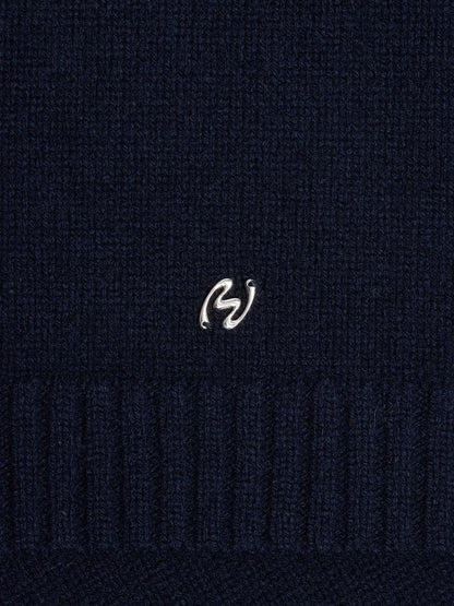 ZIP-UP WOOL CARDIGAN - BLÅ