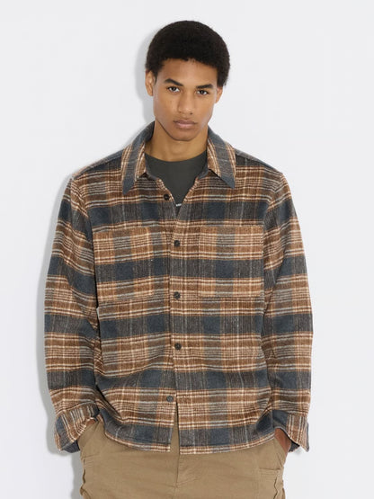 RELAXED FLANNEL OVERSHIRT BROWN MIX