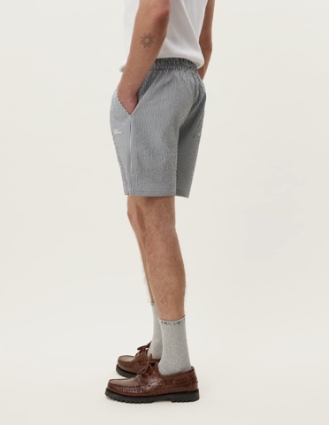 STRIPE SEERSUCKER SWIM SHORTS BLUE