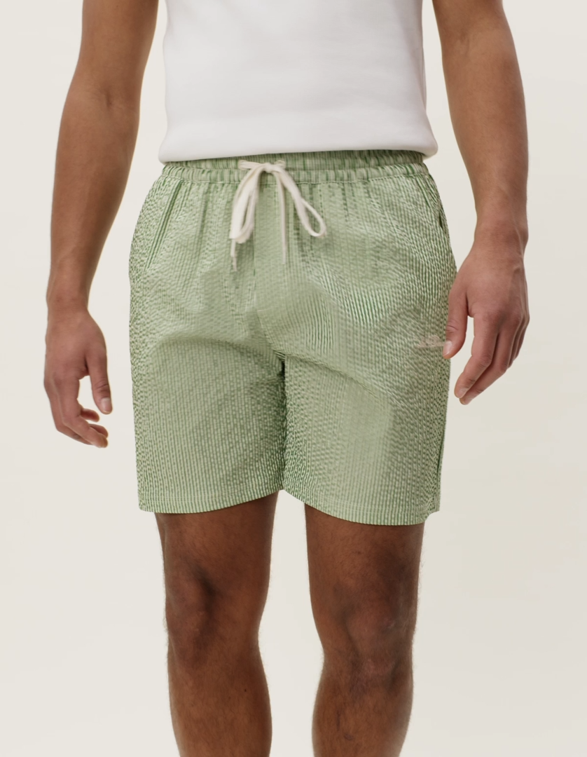 STRIPE SEERSUCKER SWIM SHORTS GREEN