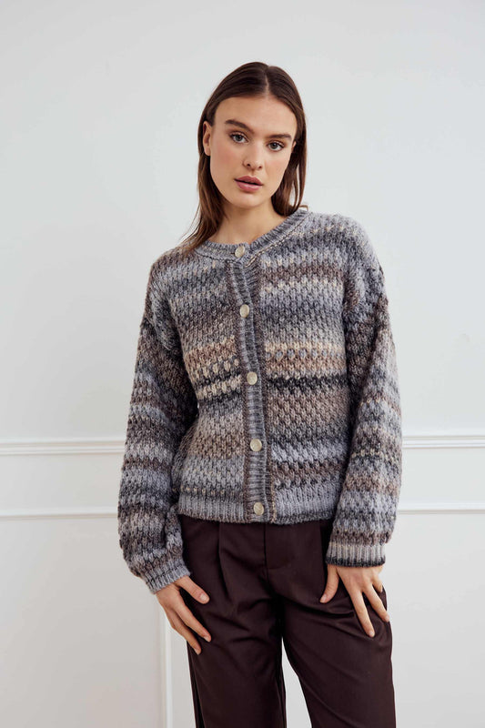 KAE KNIT CARDIGAN LIGHT GREY MIX