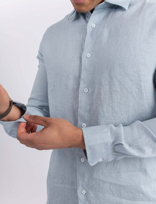LUCA SHIRT LINEN BLÅ SKJORTE