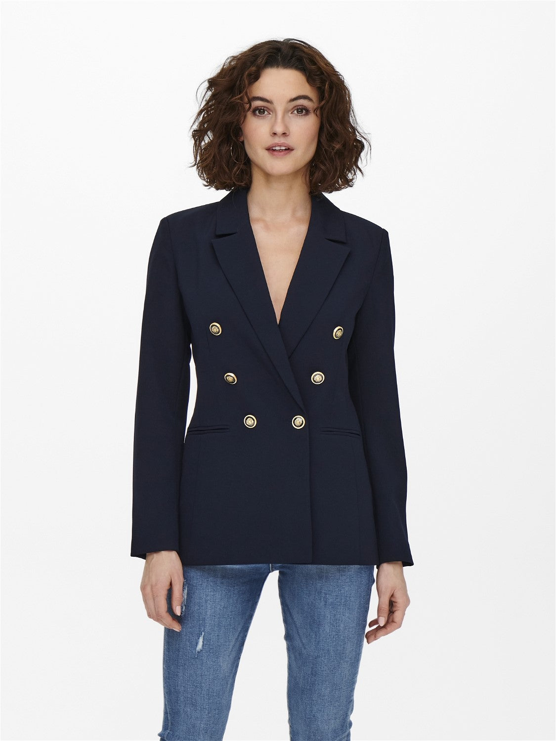 ASTRID FLITTED BLAZER MARINEBLÅ