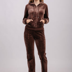 ROBERTSON CLASSIC VELOUR ZIP HOODIE BRUN
