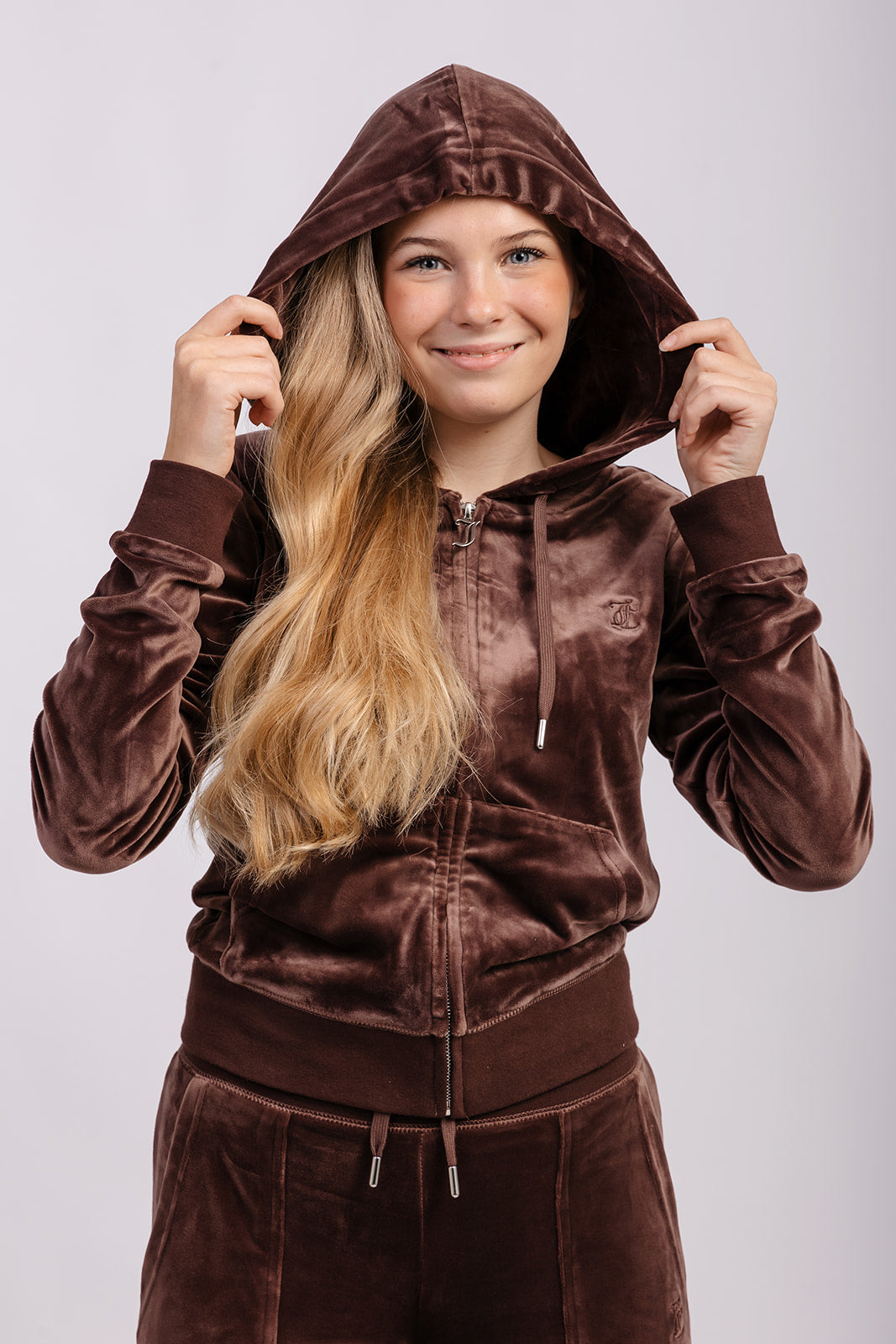 ROBERTSON CLASSIC VELOUR ZIP HOODIE BRUN