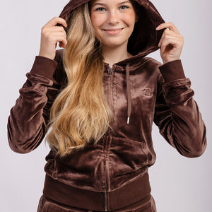 ROBERTSON CLASSIC VELOUR ZIP HOODIE BRUN