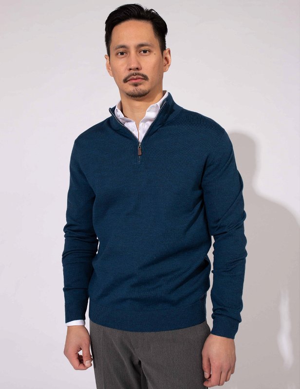 GARDA ZIP NECK MARINEBLÅ