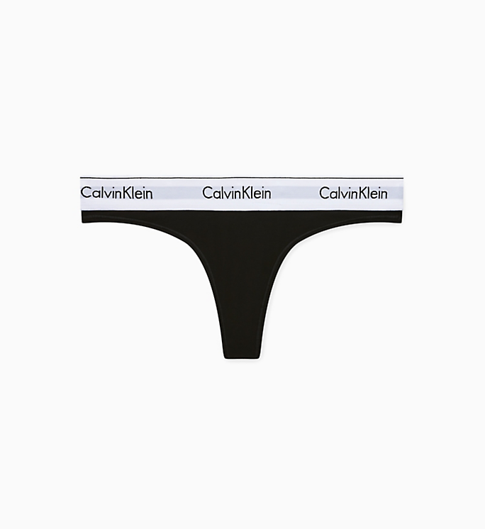 THONG MODERN COTTON - SVART STRINGTRUSE