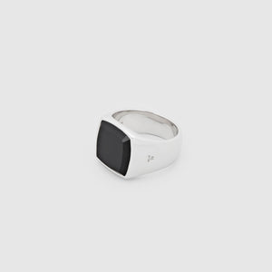 CUSHION BLACK ONYX RING SØLV