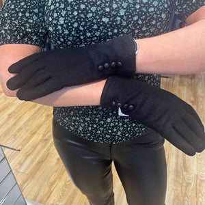HANSKER M/KNAPPER OG TOUCHFINGER SORT